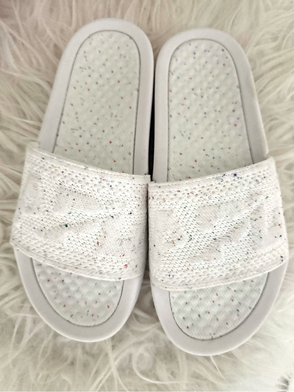 APL Women's BL Techloom Slide Sandal, White/Confetti $130 Sz 8 NIB NWT